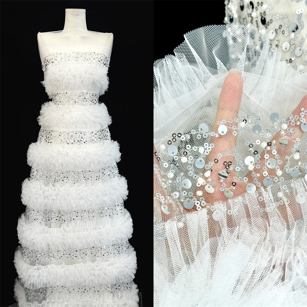 French Sequins Net 3d Lace Fabric 2026 High Quality African Lace Embroidered Nigerian Tulle Lace 5 Yards For Sewing Party Dress
French Sequins Net 3d Lace Fabric 2026 High Quality African Lace Embroidered Nigerian Tulle Lace 5 Yards For Sewing Party Dress
