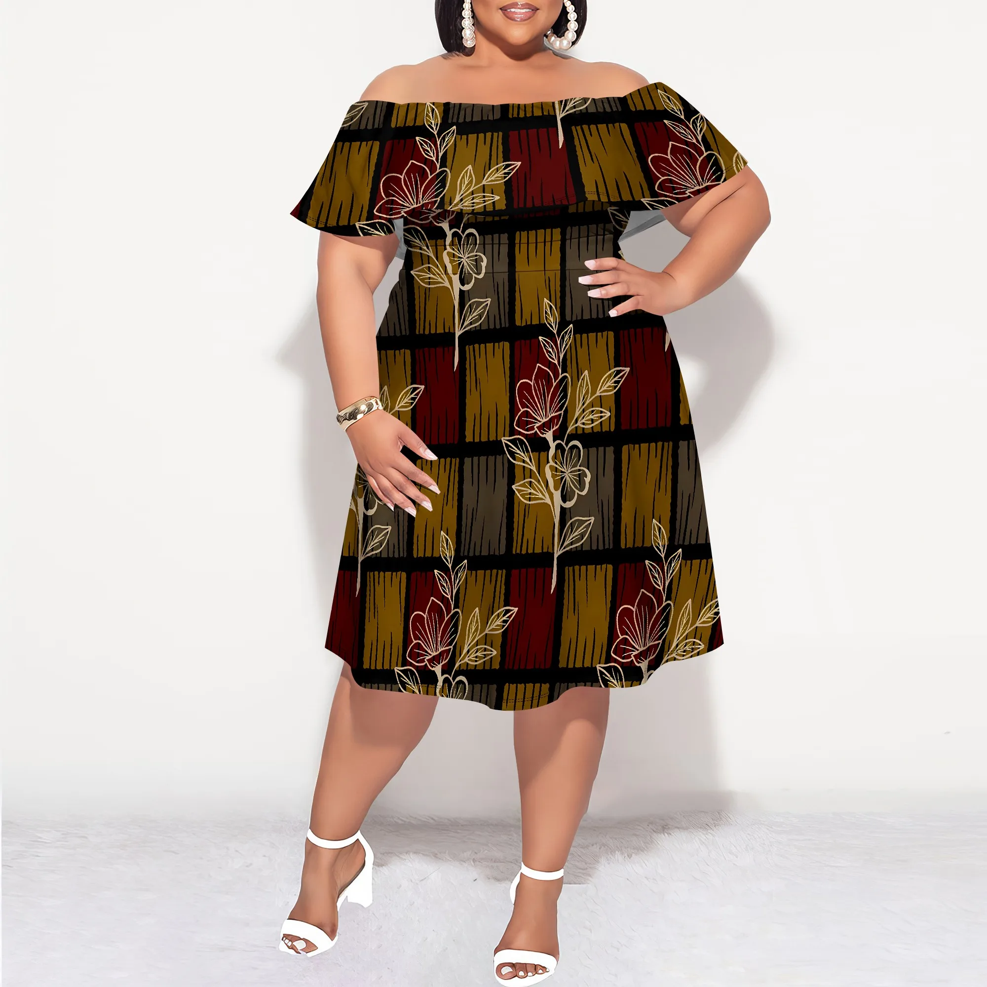 Plus Size Vintage Plaid Floral Off Shoulder Dress Women Summer Elegant Mini Dress
Plus Size Vintage Plaid Floral Off Shoulder Dress Women Summer Elegant Mini Dress