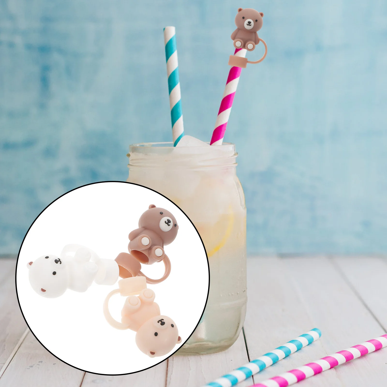 3Pcs Silicone Straw Tip Covers Cute Bear Design Reusable Straw End Caps Splash Proof Lid for Family Outdoor Gathering
3Pcs Silicone Straw Tip Covers Cute Bear Design Reusable Straw End Caps Splash Proof Lid for Family Outdoor Gathering