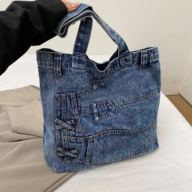 Denim Women Underarm Shopper Totes Large Capacity Designer Shoulder Bag Casual Women's Handbag Korean Style School Bag
Denim Women Underarm Shopper Totes Large Capacity Designer Shoulder Bag Casual Women's Handbag Korean Style School Bag