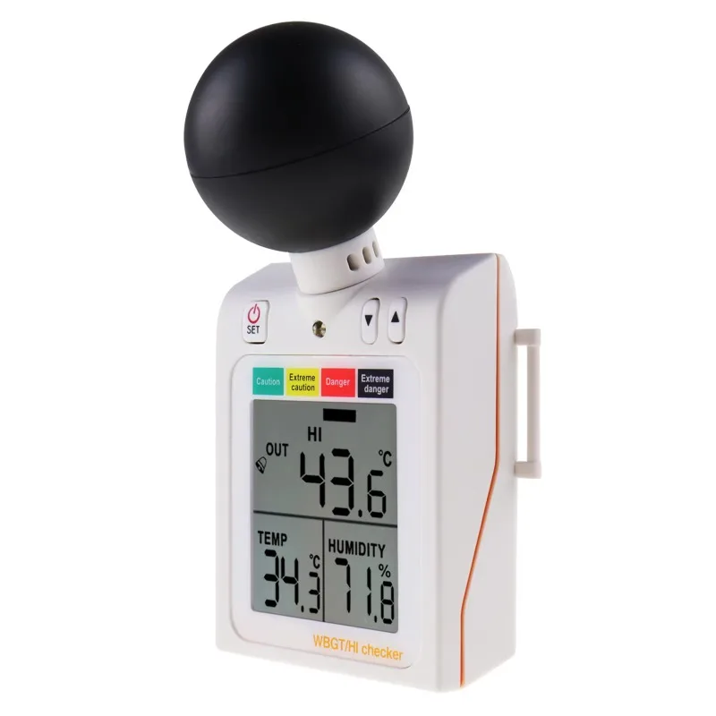 2-In-1 WBGT + HI Heat Index Checker Hazardous Liquid Level Indicator for Wet Bulb Thermal Stress Meter Sound Alarm
2-In-1 WBGT + HI Heat Index Checker Hazardous Liquid Level Indicator for Wet Bulb Thermal Stress Meter Sound Alarm