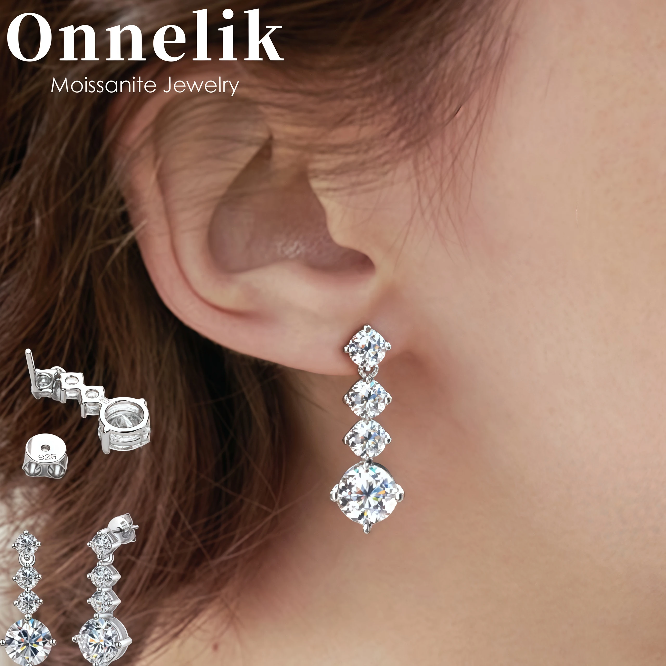 Onnelik S925 Sterling Silver 2.6ct Unique Luxury Moissanite Drop Earrings Elegant Style Light Luxury Dangle Earrings for Women
Onnelik S925 Sterling Silver 2.6ct Unique Luxury Moissanite Drop Earrings Elegant Style Light Luxury Dangle Earrings for Women