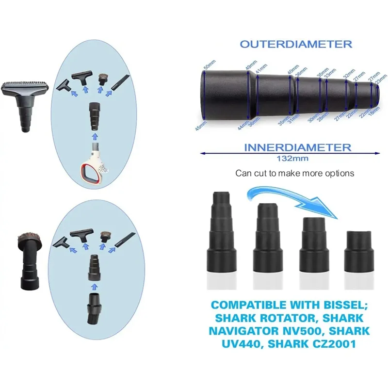 AEE4-Universal Vacuum Hose Adapter Converter 50/42/34/30/23Mm Black Soft Rubber Round Suction Hose Converter Dry Wet Use
AEE4-Universal Vacuum Hose Adapter Converter 50/42/34/30/23Mm Black Soft Rubber Round Suction Hose Converter Dry Wet Use