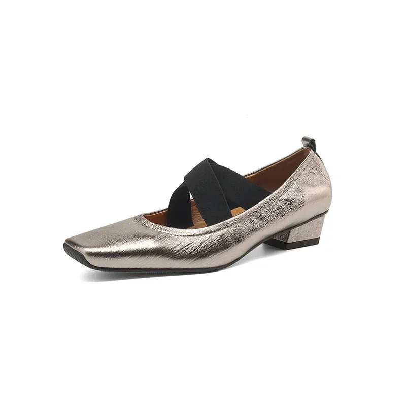 Fashion Thick Heel Cross Elastic Band Shallow Mouth Square Nose Solid Color Metal Leather Women's Single Shoes
Fashion Thick Heel Cross Elastic Band Shallow Mouth Square Nose Solid Color Metal Leather Women's Single Shoes