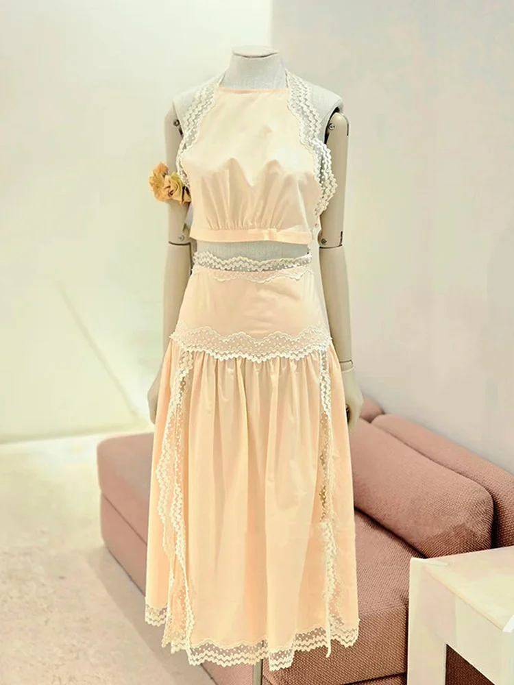 Summer 2026 Fairy Tale High Waist Backless Lace Trim Short Vest Split Half Skirt Women's Set Elegant Fashionable Ladies Outfit
Summer 2026 Fairy Tale High Waist Backless Lace Trim Short Vest Split Half Skirt Women's Set Elegant Fashionable Ladies Outfit
