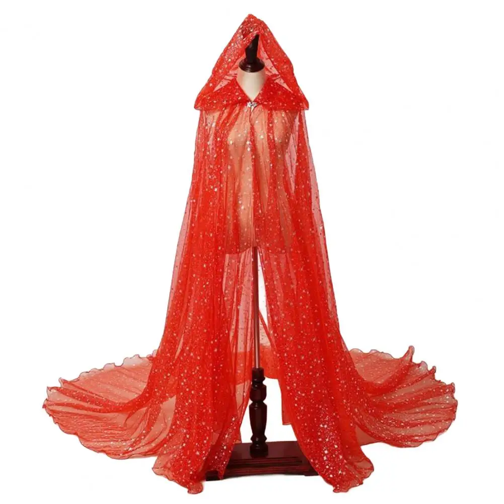 Women Tulle Hooded Cape with Long Train Sparkling Long Sheer Elf Cloak Gothic Witch Robe Costume Fairy Tale Inspired Cape
Women Tulle Hooded Cape with Long Train Sparkling Long Sheer Elf Cloak Gothic Witch Robe Costume Fairy Tale Inspired Cape