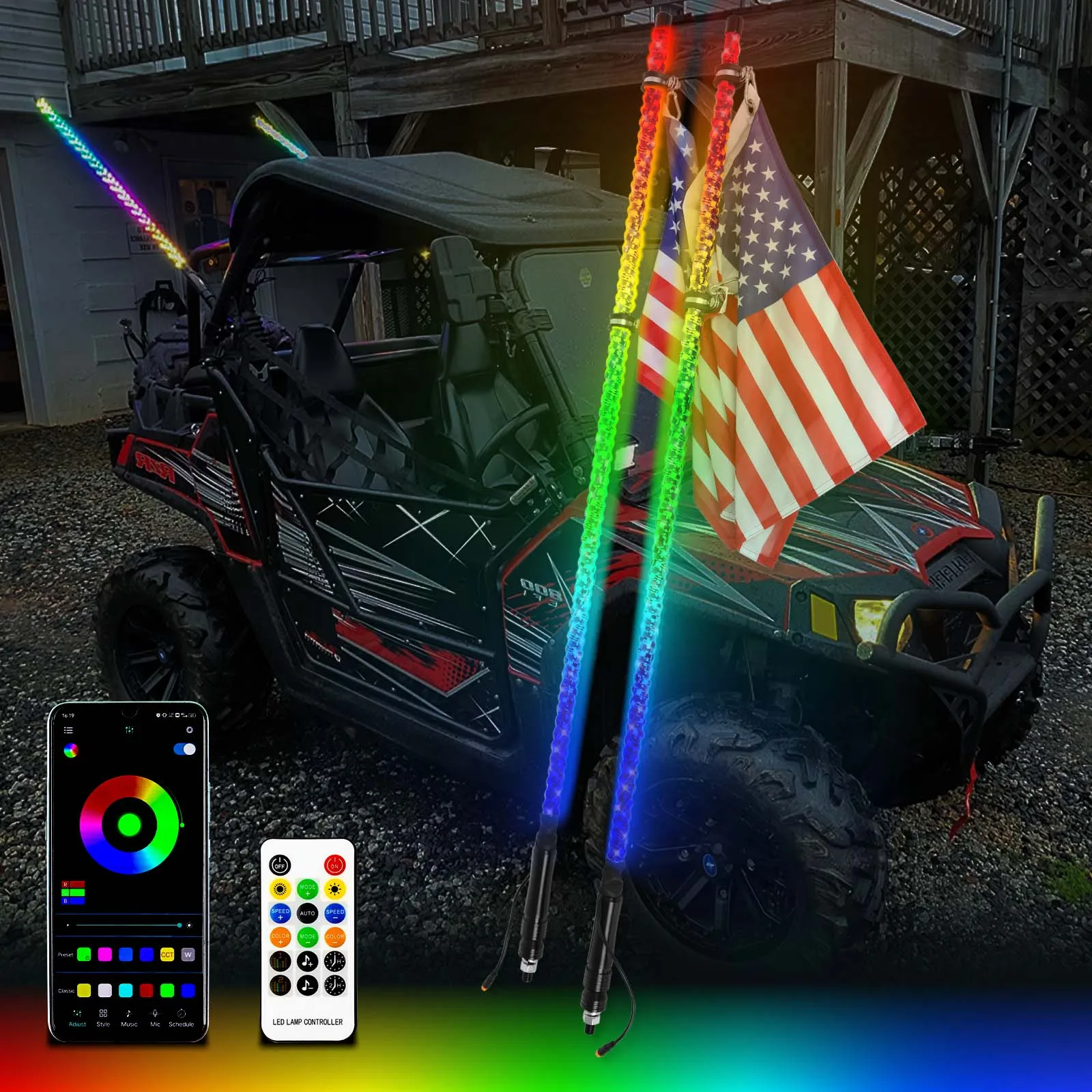 2 шт. 4 фута 5050RGB Bluetooth и пульт дистанционного управления Разноцветные Спиральные фонари с кнутом освещенные антенны Whips для ATV Polaris RZR
2 шт. 4 фута 5050RGB Bluetooth и пульт дистанционного управления Разноцветные Спиральные фонари с кнутом освещенные антенны Whips для ATV Polaris RZR