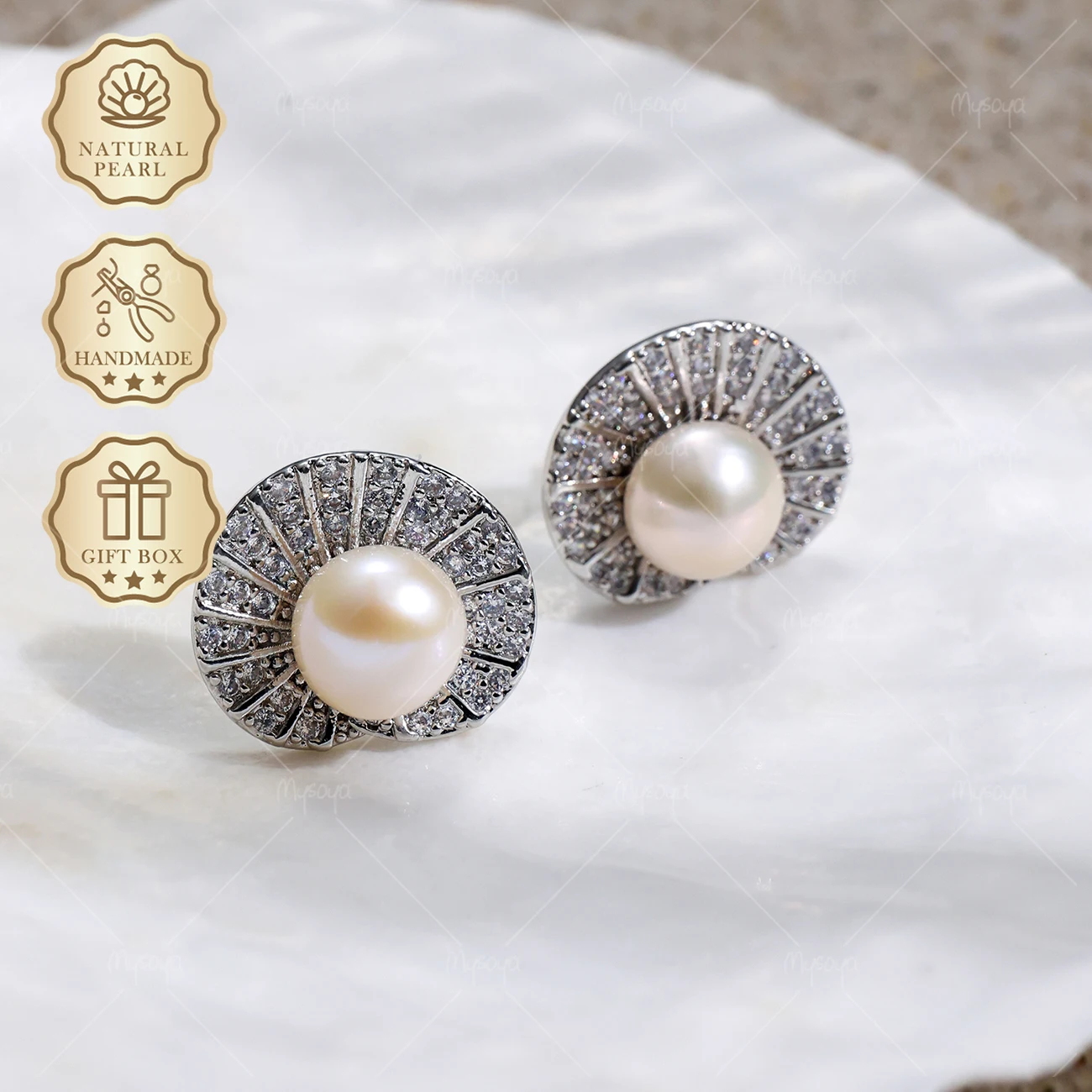 MYSOYA 8-9mm Silver Irregular CZ Lotus Leaf Pearl Stud Earrings, Gift Box, Birthday Jewelry S438
MYSOYA 8-9mm Silver Irregular CZ Lotus Leaf Pearl Stud Earrings, Gift Box, Birthday Jewelry S438