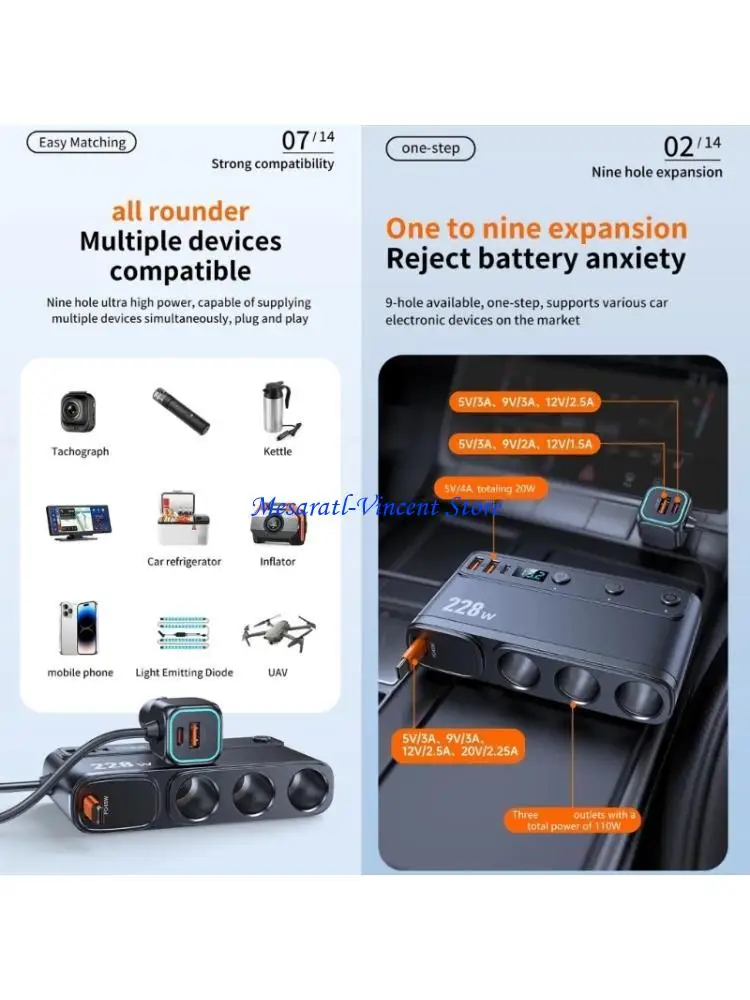 A70F USB C Car Chargers Adapter Featuring Large Power 228W ABS for 12V-24V Vehicles
A70F USB C Car Chargers Adapter Featuring Large Power 228W ABS for 12V-24V Vehicles