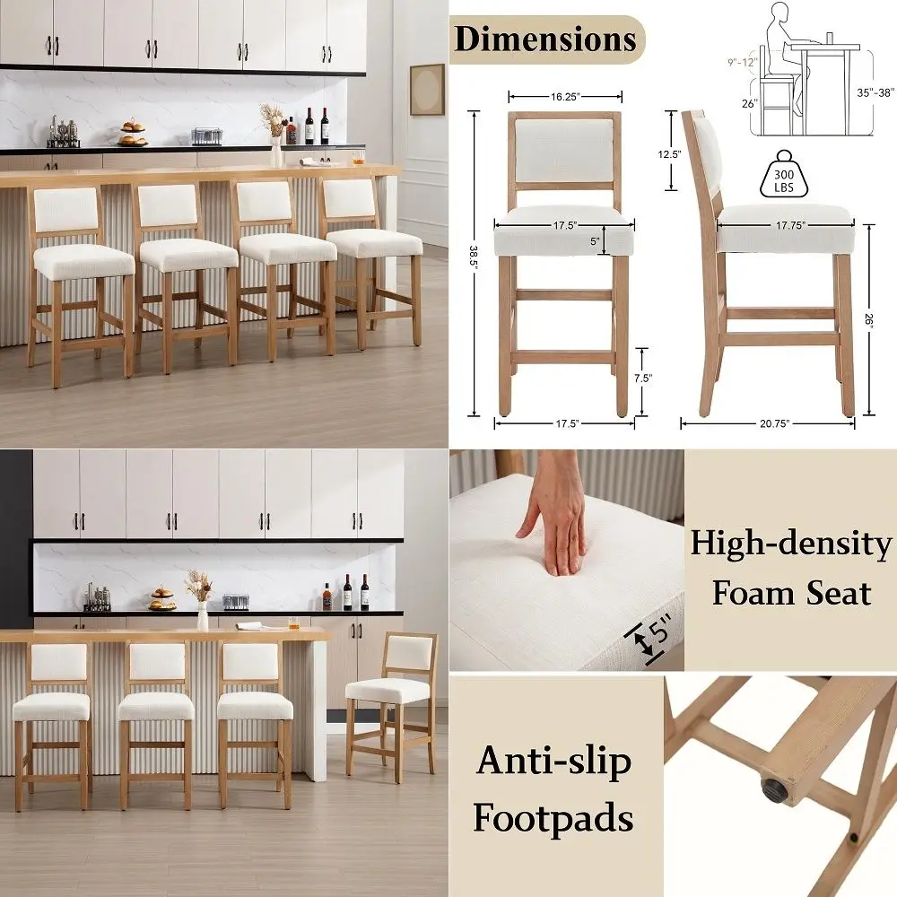 Counter Height Bar Stools Set of 4 Farmhouse Upholstered Counter Stools Solid Wood Bar Chairs for Kitchen Island Pub CafeLinen
Counter Height Bar Stools Set of 4 Farmhouse Upholstered Counter Stools Solid Wood Bar Chairs for Kitchen Island Pub CafeLinen