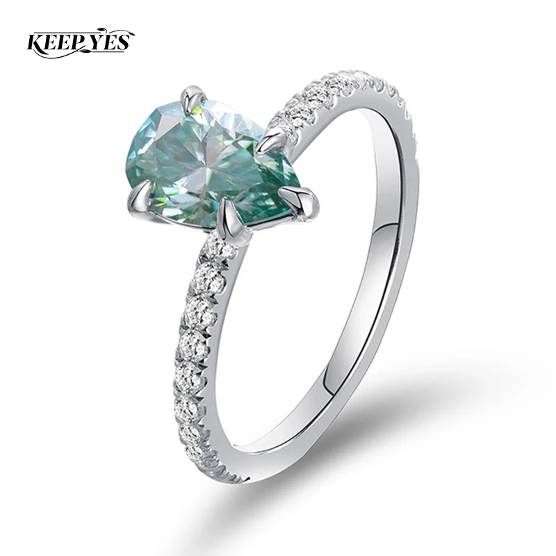 KEEP YES Pear Cut 6*9mm 1.6ct Moissanite Rings for Women Light Sea Blue Sparkling Diamond Wedding Band 925 Sterling Sliver
KEEP YES Pear Cut 6*9mm 1.6ct Moissanite Rings for Women Light Sea Blue Sparkling Diamond Wedding Band 925 Sterling Sliver