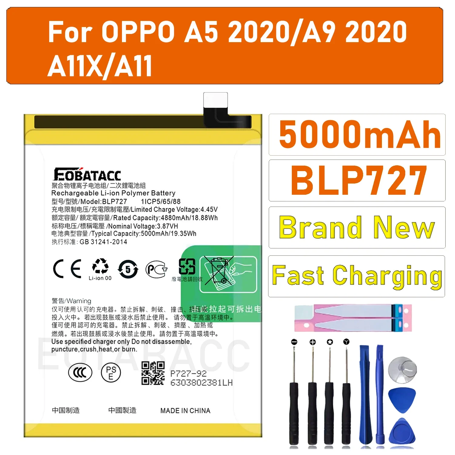Оригинальный аккумулятор BLP727 на 2025 год для мобильных телефонов Oppo A5 2020/A9 2020/A11X, запасные части, 5000 мАч
Оригинальный аккумулятор BLP727 на 2025 год для мобильных телефонов Oppo A5 2020/A9 2020/A11X, запасные части, 5000 мАч