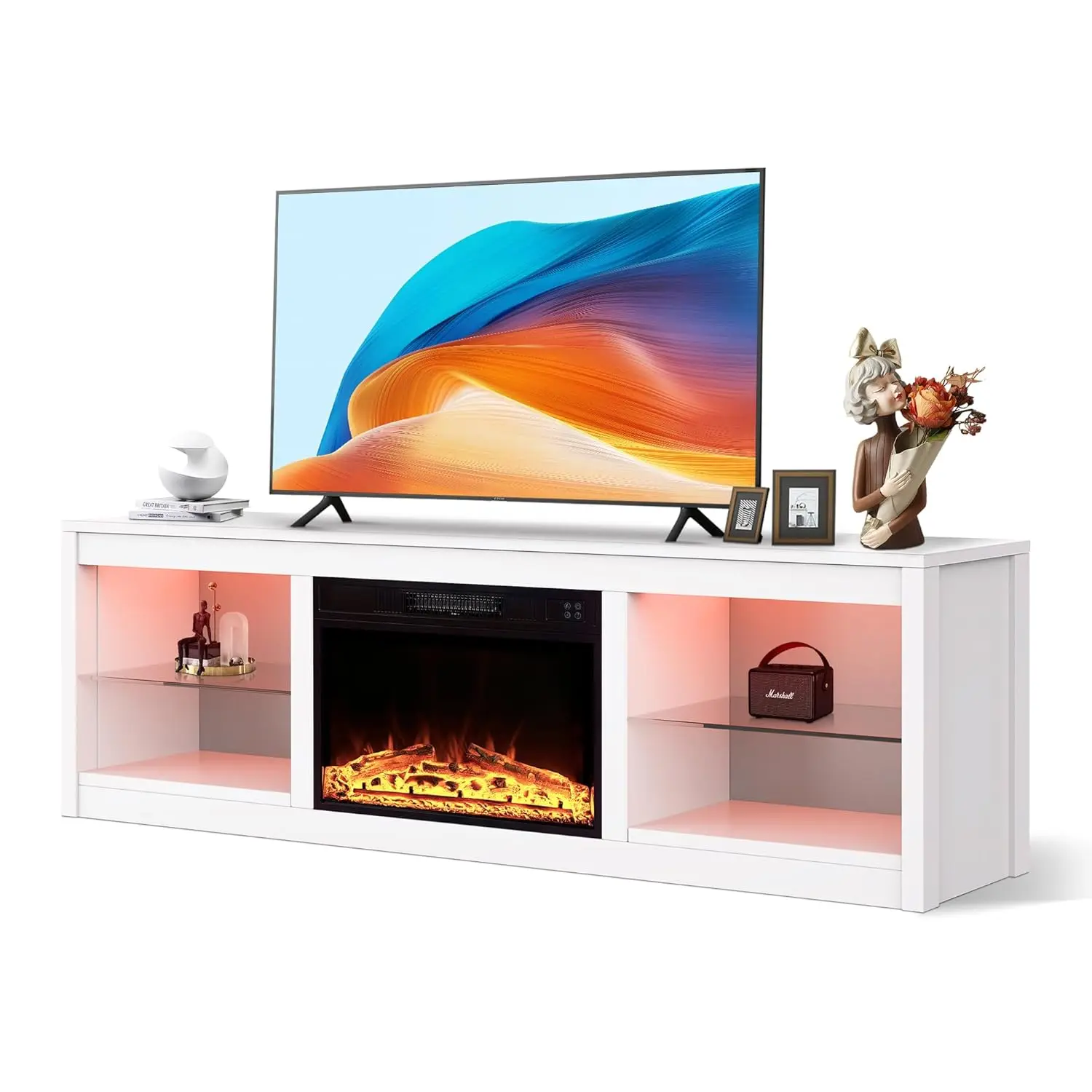 66 inch Electric Fireplace TV Stand for 75" TVs, Modern TV Stands for Living Room, LED Light Entertainment Center,
66 inch Electric Fireplace TV Stand for 75" TVs, Modern TV Stands for Living Room, LED Light Entertainment Center,