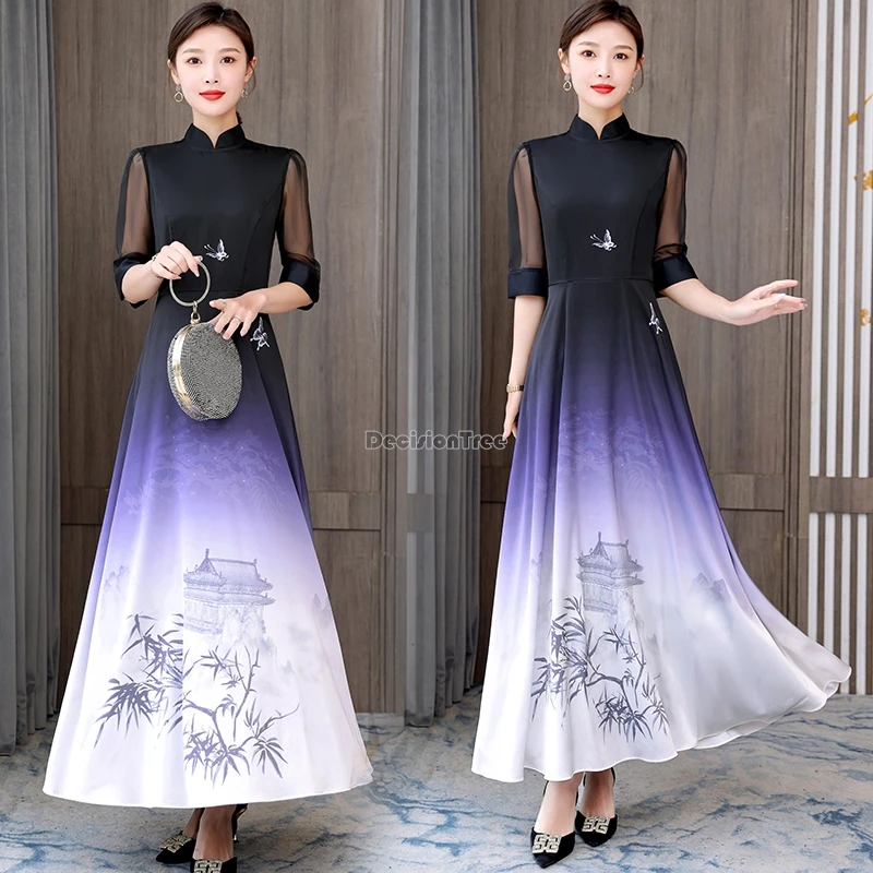 Лето 2021, новое элегантное платье Cheongsam в китайском стиле с градиентом, модное длинное платье Ципао с короткими рукавами и принтом из пряжи для женщин t001
Лето 2021, новое элегантное платье Cheongsam в китайском стиле с градиентом, модное длинное платье Ципао с короткими рукавами и принтом из пряжи для женщин t001