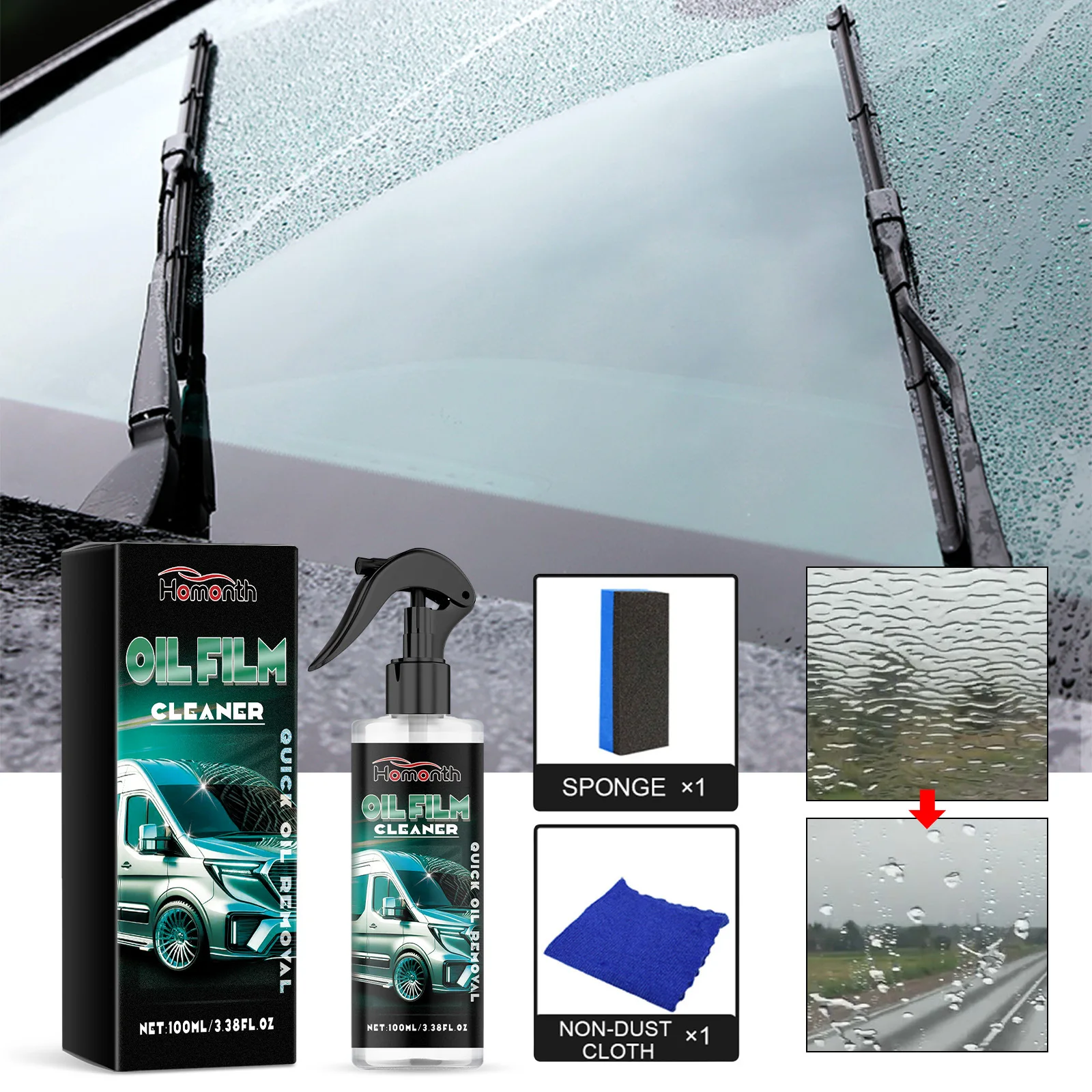 Windshield Cleaner - Helps Reduce Dirt Oil Stains & Water Spots for Car Glass Hydrophobic Layer & Safe Driving Visibility
Windshield Cleaner - Helps Reduce Dirt Oil Stains & Water Spots for Car Glass Hydrophobic Layer & Safe Driving Visibility