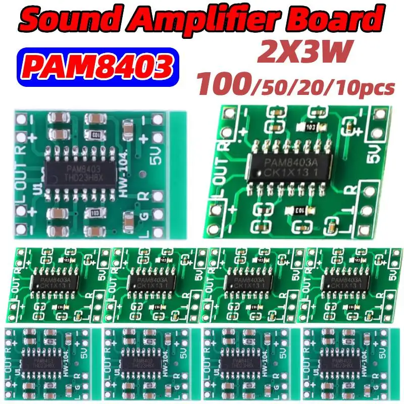 10-100 шт. модуль PAM8403, аудиодинамик, плата усилителя звука, 2-канальный модуль цифрового аудиоусилителя, источник питания постоянного тока 2,5-5,5 В
10-100 шт. модуль PAM8403, аудиодинамик, плата усилителя звука, 2-канальный модуль цифрового аудиоусилителя, источник питания постоянного тока 2,5-5,5 В