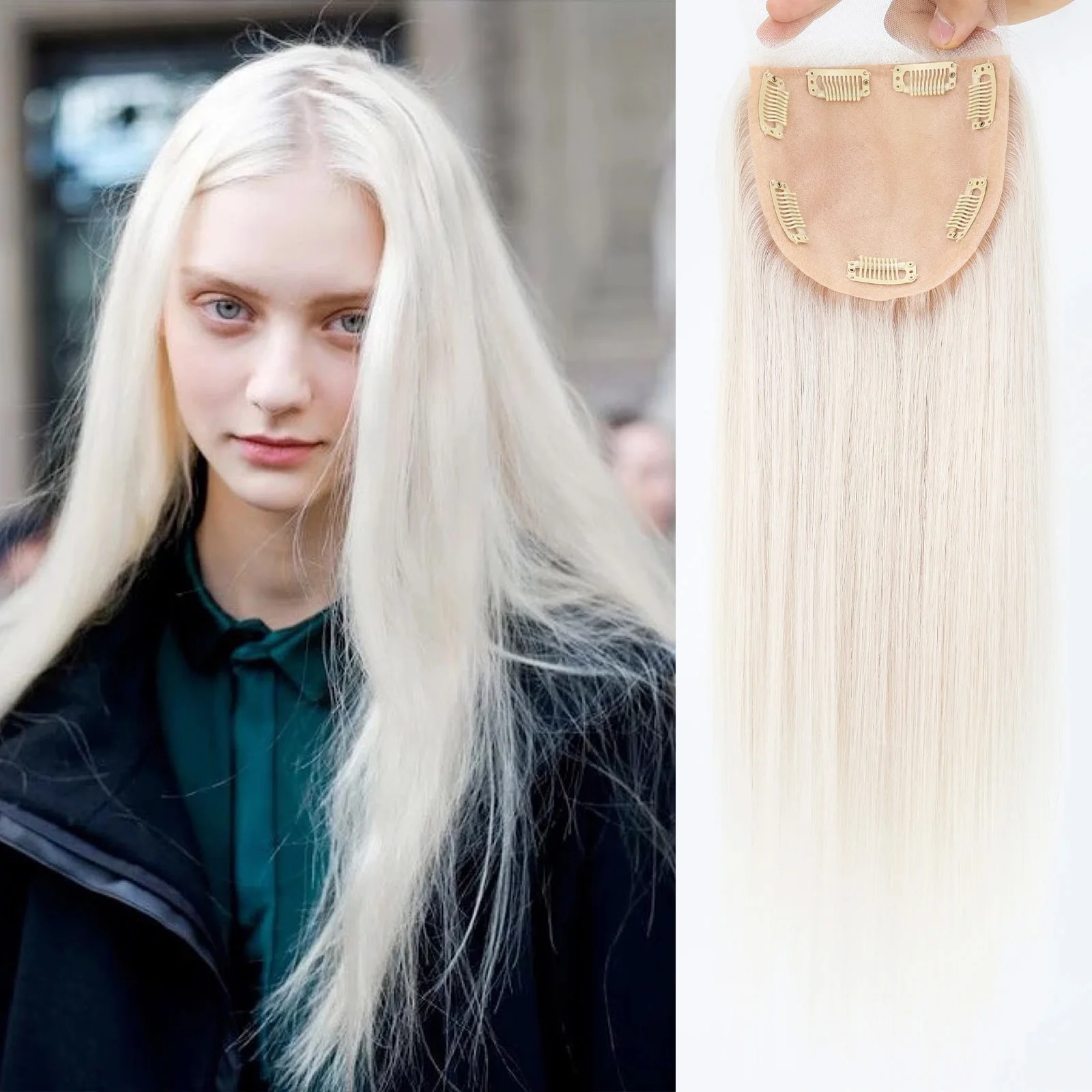 #60 Platinum Blonde 5x5inch Silk Skin Base Lace Closure Real Remy Human Hair with Clips in Silk Top Hairpieces for Women
#60 Platinum Blonde 5x5inch Silk Skin Base Lace Closure Real Remy Human Hair with Clips in Silk Top Hairpieces for Women