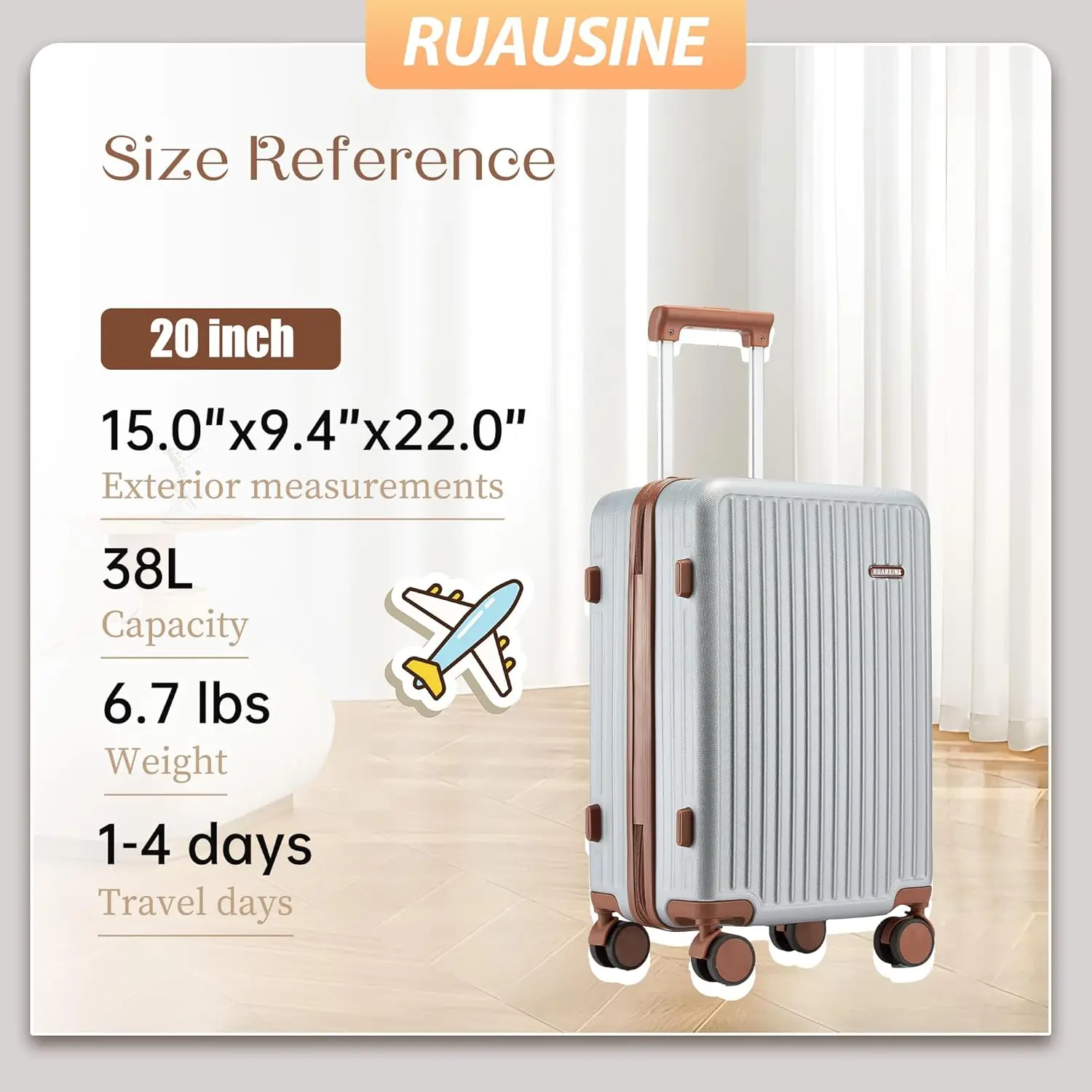 Carry on Luggage Airline Approved, Hardside Carry-on Suitcase with Spinner Wheels, Hard Shell Lightweight Small Travel Luggage with TSA Lock (Silver)
Carry on Luggage Airline Approved, Hardside Carry-on Suitcase with Spinner Wheels, Hard Shell Lightweight Small Travel Luggage with TSA Lock (Silver)