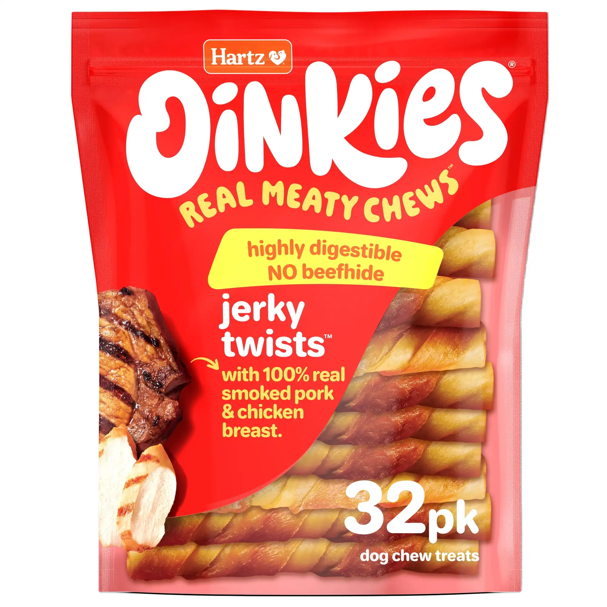 Oinkies Rawhide-Free Chicken Wrapped Smoked Pig Skin Twists Dog Treats, 32.8oz (32 Count)
Oinkies Rawhide-Free Chicken Wrapped Smoked Pig Skin Twists Dog Treats, 32.8oz (32 Count)