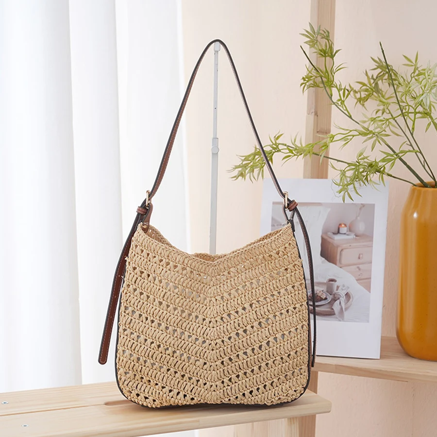 Retro Straw Woven Bag PU Handle Commuting Women's Bags Summer Resort Woven Beach Handbag Small Hollow Out Shoulder Bag Messenger
Retro Straw Woven Bag PU Handle Commuting Women's Bags Summer Resort Woven Beach Handbag Small Hollow Out Shoulder Bag Messenger