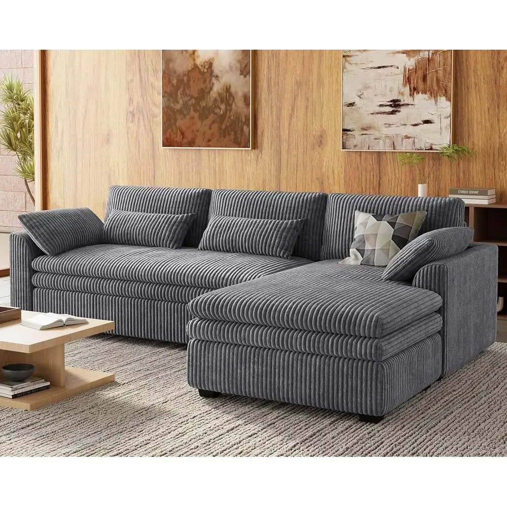 104 Deep Chaise L-Shaped Sofa with 9 Dual-Layer Seat Cushion in Light Grey for Living Room
104 Deep Chaise L-Shaped Sofa with 9 Dual-Layer Seat Cushion in Light Grey for Living Room