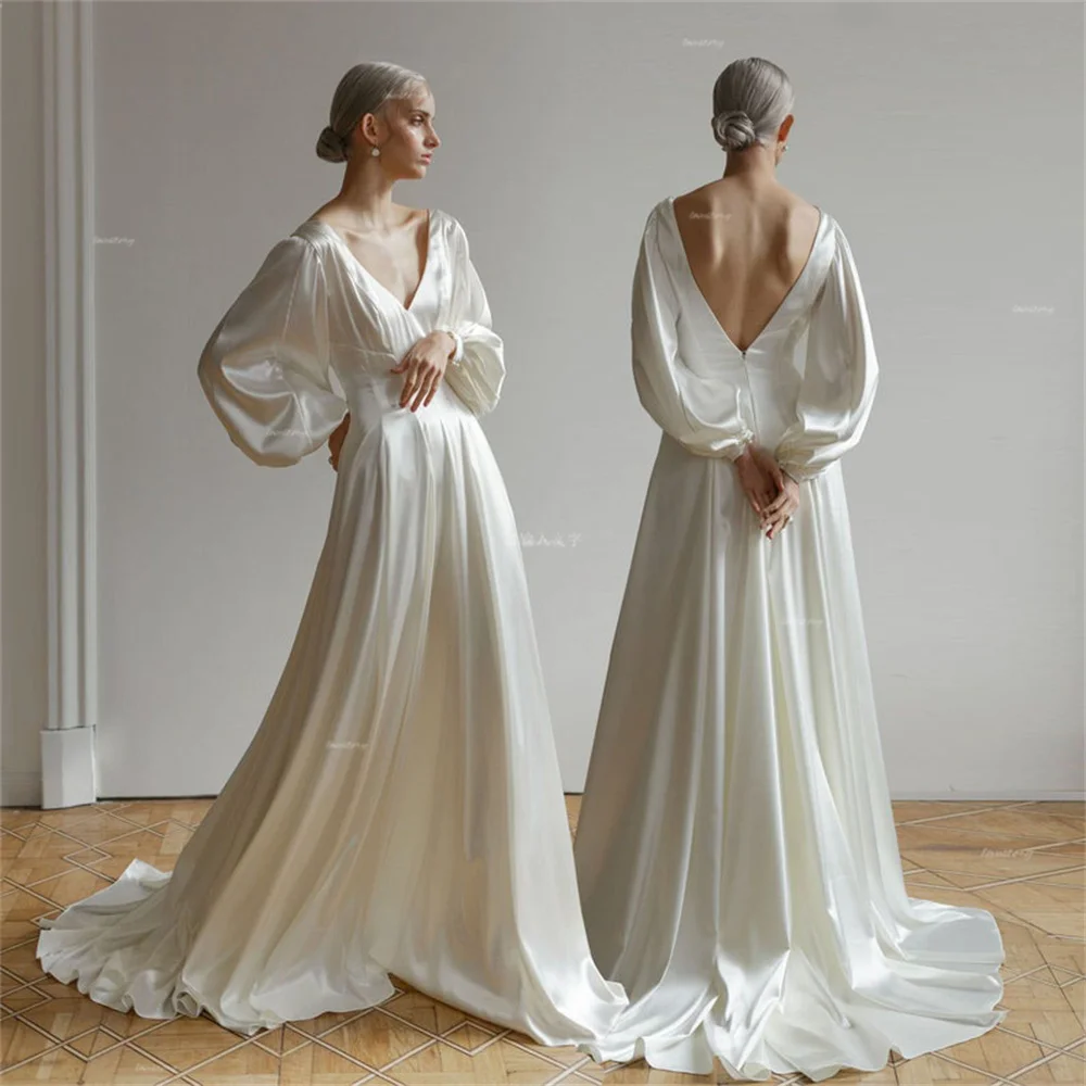 2023 New Double V Neck Backless Wedding Dresses Satin Corset Bridal Dress Elegant Long Sleeves Floor Length Bridal Gowns Custom
2023 New Double V Neck Backless Wedding Dresses Satin Corset Bridal Dress Elegant Long Sleeves Floor Length Bridal Gowns Custom