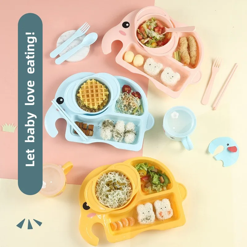 6pcs/Set Elephant Children Tableware Baby Training Plate Wheat-straw Kids Feeding Food Dish Bowl Cup Spoon Fork Dinnerwae
6pcs/Set Elephant Children Tableware Baby Training Plate Wheat-straw Kids Feeding Food Dish Bowl Cup Spoon Fork Dinnerwae