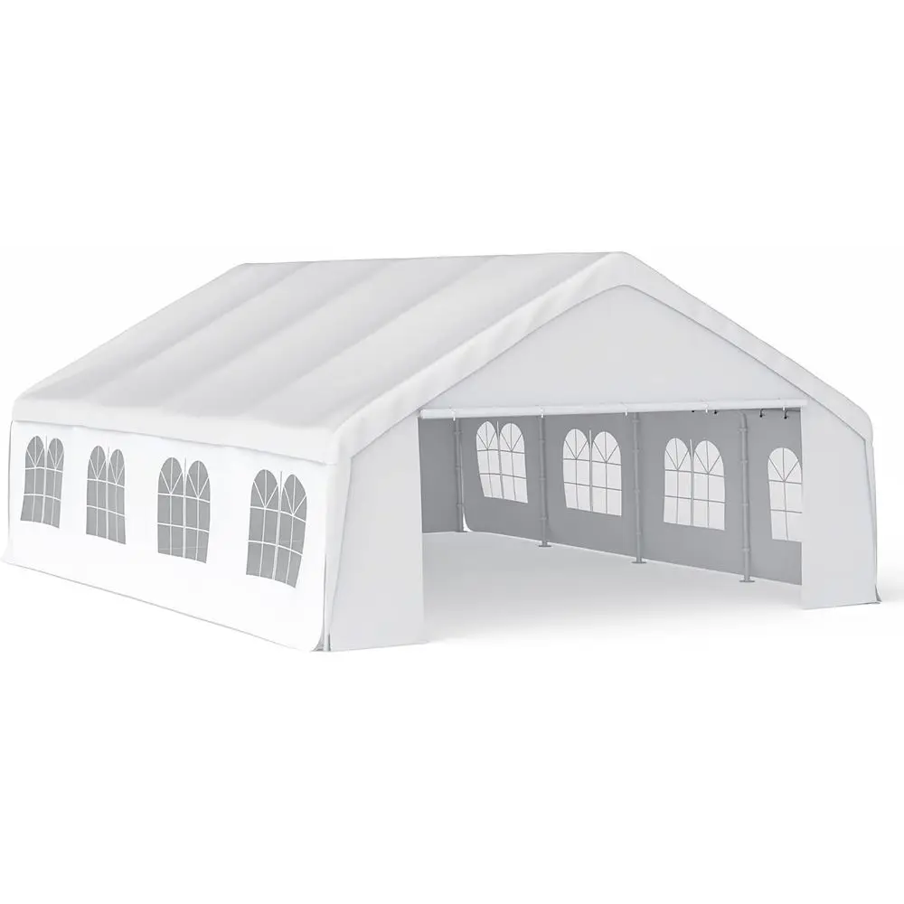 Усиленный переносной автомобильный тент 20'x26' с металлическим навесом и съемными боковыми стенками, белый
Усиленный переносной автомобильный тент 20'x26' с металлическим навесом и съемными боковыми стенками, белый