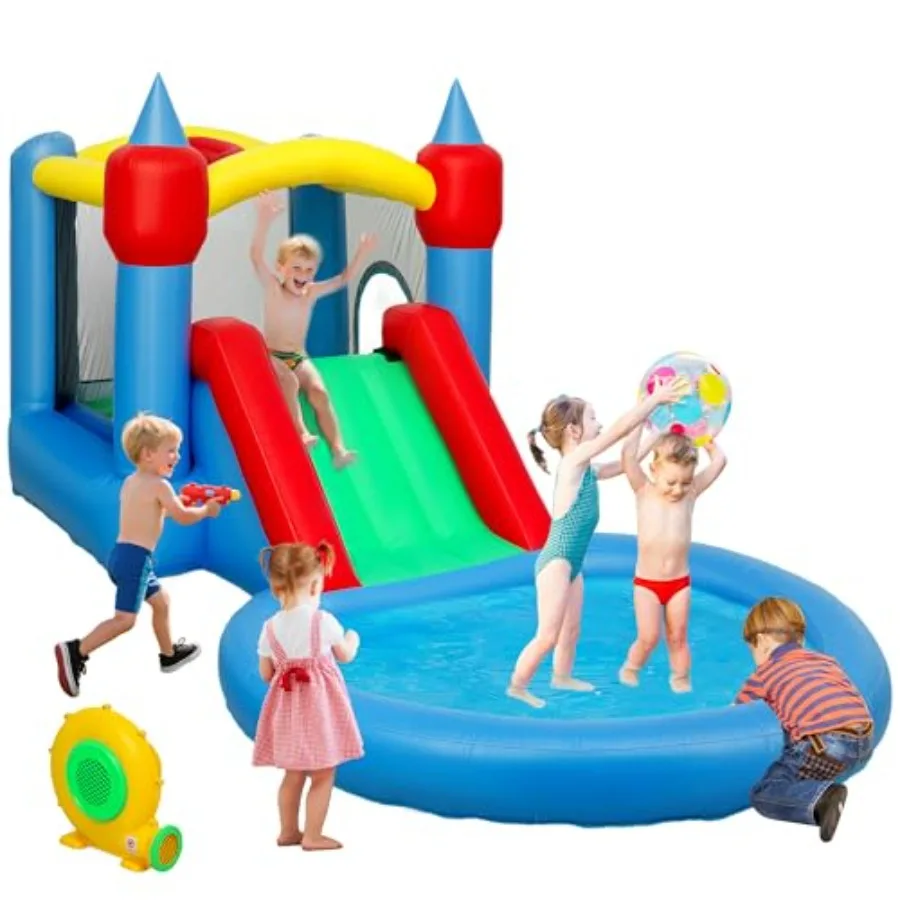 Inflatable Bounce House 4 in 1 Bouncy Castle with Slide Basketball Hoop Ball Pit 370W Blower Storage Bag for Outdoor Indoor Par
Inflatable Bounce House 4 in 1 Bouncy Castle with Slide Basketball Hoop Ball Pit 370W Blower Storage Bag for Outdoor Indoor Par
