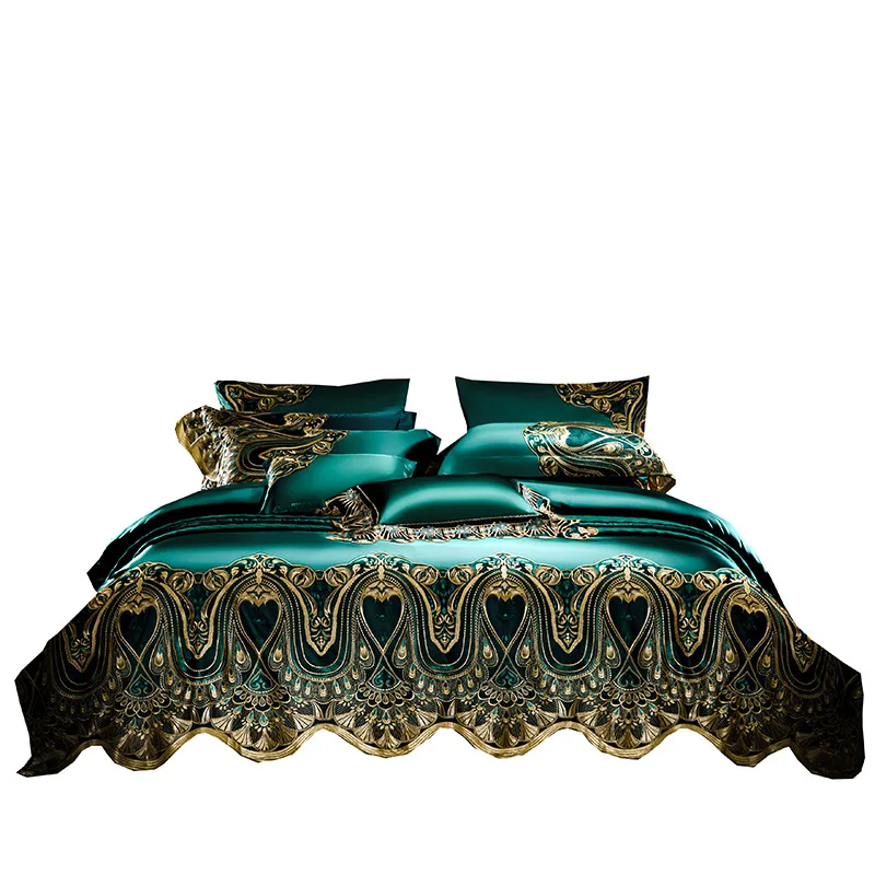 European high-end light luxury 4 four-piece set of solid color 140 long-staple cotton, quilt cover lace high-end bedding
European high-end light luxury 4 four-piece set of solid color 140 long-staple cotton, quilt cover lace high-end bedding