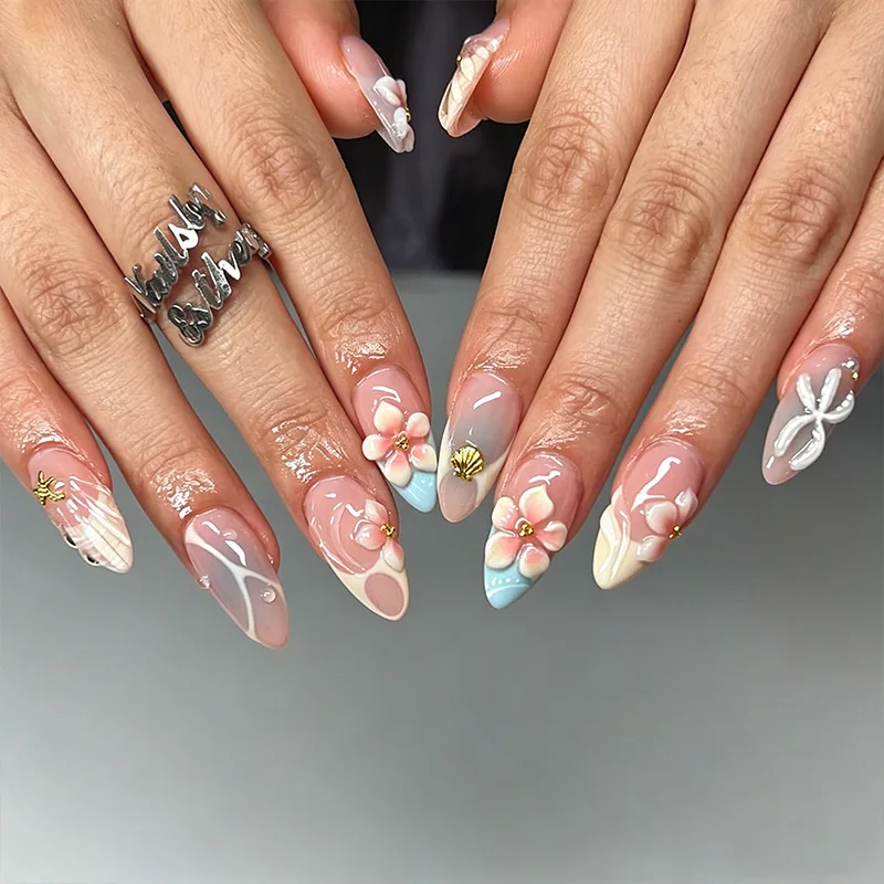 Wear Armor 3D Flower French Spot Drill Shell Almond Shape Nail Art Fake Nail
Wear Armor 3D Flower French Spot Drill Shell Almond Shape Nail Art Fake Nail