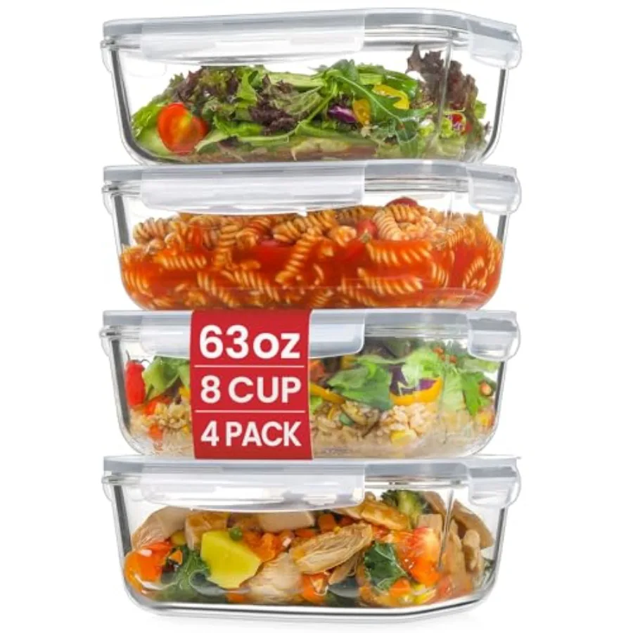 4 Pack 8 Cups/ 63oz Large Glass Storage Containers with Lids, Meal Prep Containers, Glass Food Storage with Airtight Lid for Ba
4 Pack 8 Cups/ 63oz Large Glass Storage Containers with Lids, Meal Prep Containers, Glass Food Storage with Airtight Lid for Ba