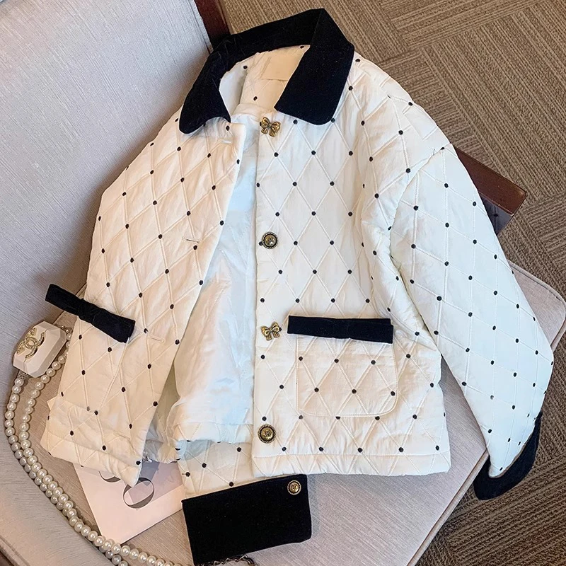 Женское осенне-зимнее универсальное хлопковое пальто Ele Color Blo с воротником, пэчворком, ромбовидным узором и точками, с эффектом омоложения
Женское осенне-зимнее универсальное хлопковое пальто Ele Color Blo с воротником, пэчворком, ромбовидным узором и точками, с эффектом омоложения