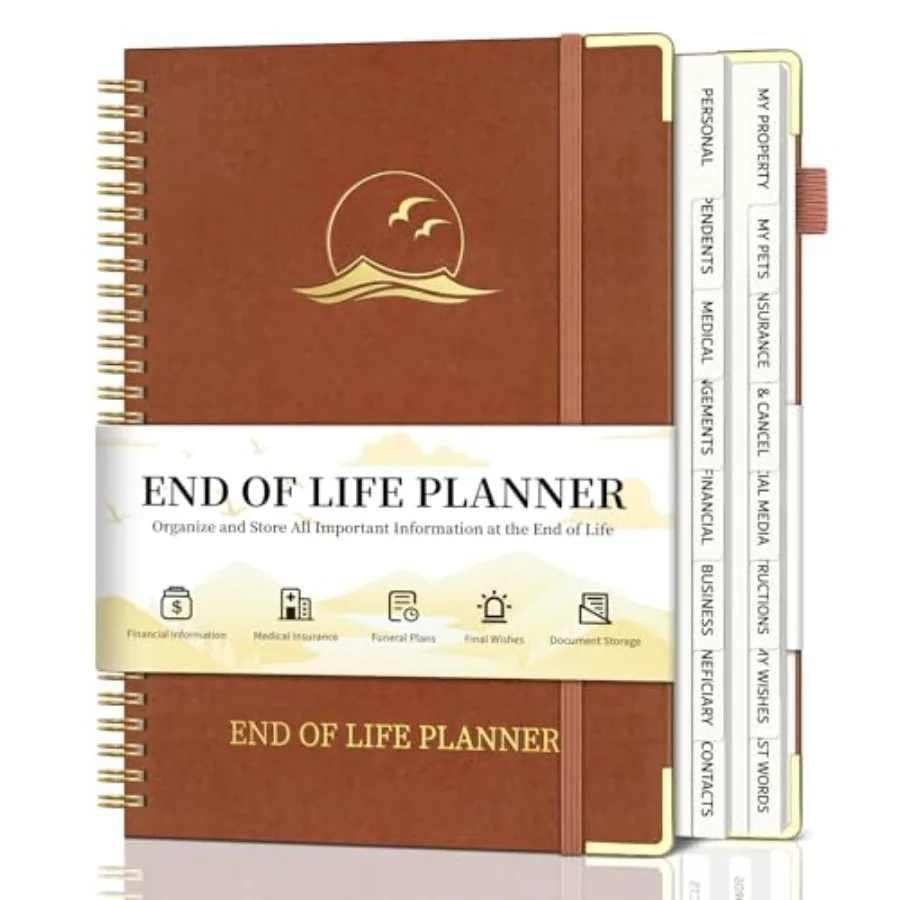 End of Life Planner, Estate Planning Organizer with Tabs for Senior, Spiral Funeral Planning Book with Large Font, Gold Corner
End of Life Planner, Estate Planning Organizer with Tabs for Senior, Spiral Funeral Planning Book with Large Font, Gold Corner