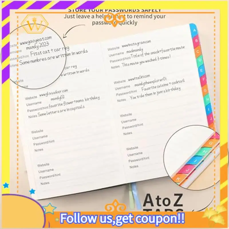 Latest-Password Keeper Book With Colorful Alphabetical Tabs And Two Bookmarks, For Seniors 8.4X5.9Inch, Internet Address
Latest-Password Keeper Book With Colorful Alphabetical Tabs And Two Bookmarks, For Seniors 8.4X5.9Inch, Internet Address