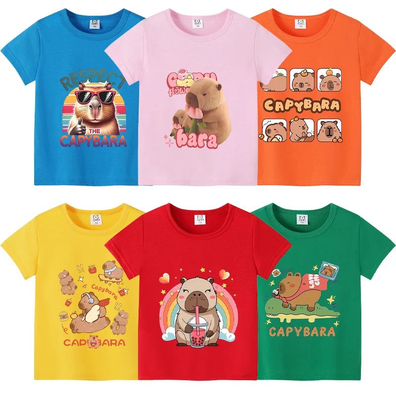 Capybara Boys Girls T-shirt Child Clothes Summer Short Sleeves Cartoon Graphic Print Tops Cool Comfortable Baby Show Party Gifts
Capybara Boys Girls T-shirt Child Clothes Summer Short Sleeves Cartoon Graphic Print Tops Cool Comfortable Baby Show Party Gifts