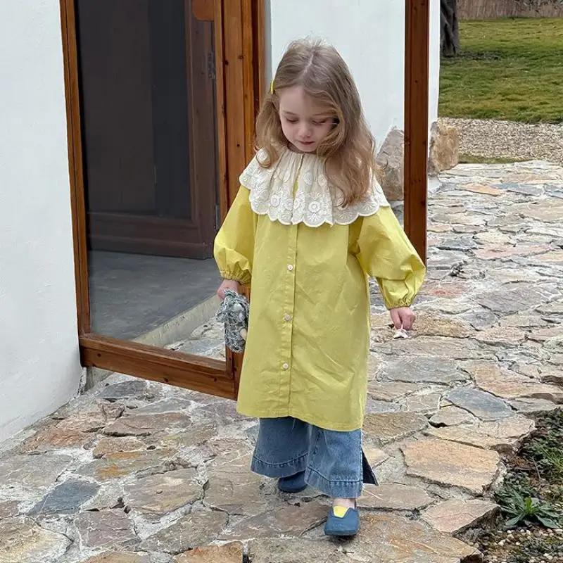 2025 Spring New Children Long Sleeve Dress Cotton Girls Lace Large Lapel Dress Solid Baby Girl Princess Dress Kids Clothes
2025 Spring New Children Long Sleeve Dress Cotton Girls Lace Large Lapel Dress Solid Baby Girl Princess Dress Kids Clothes