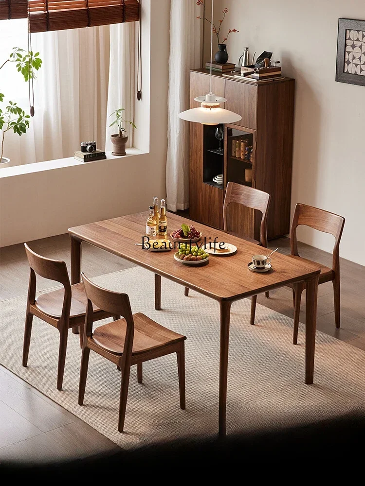 Solid wood dining table Modern simple North American black walnut full tenon and mortise large board
Solid wood dining table Modern simple North American black walnut full tenon and mortise large board