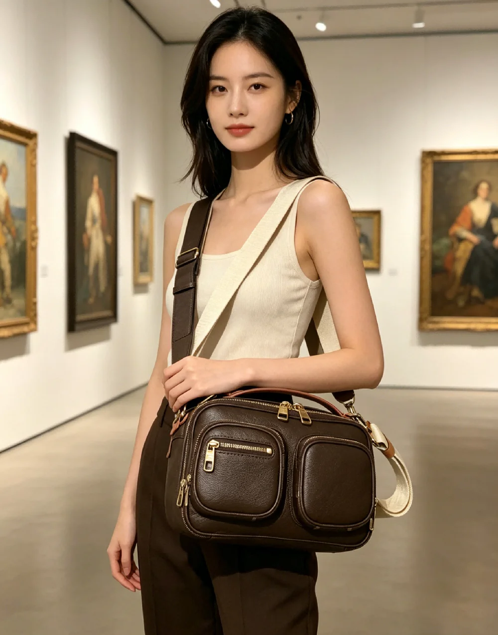 Vintage Women Brown Multi-pocket Backpack Casual Daily Shoulder Bag Versatile Crossbody Bag For School Travel Commute
Vintage Women Brown Multi-pocket Backpack Casual Daily Shoulder Bag Versatile Crossbody Bag For School Travel Commute