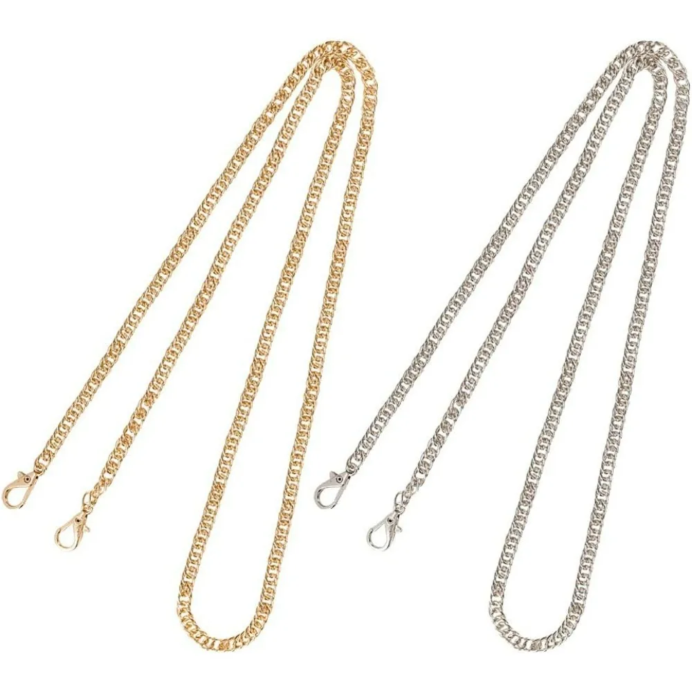 4pcs 120cm Iron Curb Chains Bag Strap Link Chain Replacement Bag Chain with Alloy Lobster Clasps for Handbag Purse Wallet
4pcs 120cm Iron Curb Chains Bag Strap Link Chain Replacement Bag Chain with Alloy Lobster Clasps for Handbag Purse Wallet
