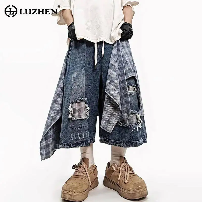 LUZHEN 2026 New Stylish Broken Hole Patched Plaid Printed Patchwork Design Cropped Denim Pants Men's Hip -hop Short Jeans JY7407
LUZHEN 2026 New Stylish Broken Hole Patched Plaid Printed Patchwork Design Cropped Denim Pants Men's Hip -hop Short Jeans JY7407