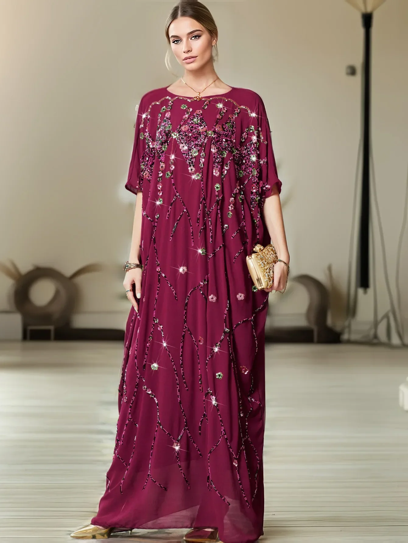 Eid Djellaba Morocco Caftan Sequin Embroidery Jalabiya Femme Musulmane Vestidos Dubai Abaya Turkey Kaftan for Women Muslim Dress
Eid Djellaba Morocco Caftan Sequin Embroidery Jalabiya Femme Musulmane Vestidos Dubai Abaya Turkey Kaftan for Women Muslim Dress