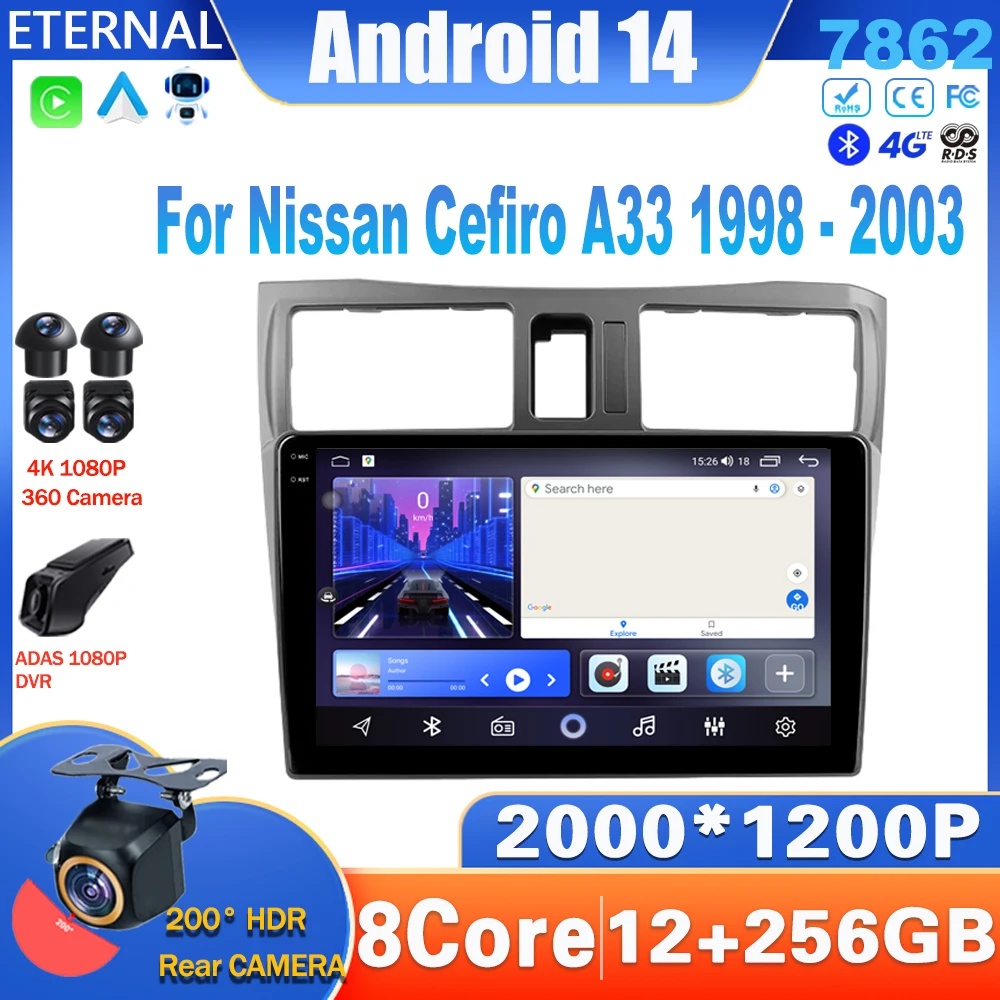 Android 14 Car Radio For Nissan Cefiro A33 1998 - 2003 Multimedia Video Player Navigation Carplay Head Unit 4G WIFI NO 2Din DVD
Android 14 Car Radio For Nissan Cefiro A33 1998 - 2003 Multimedia Video Player Navigation Carplay Head Unit 4G WIFI NO 2Din DVD