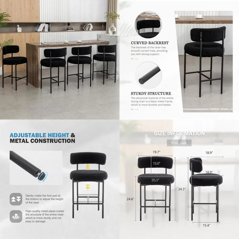 Black Set of 4 Modern Counter Height Bar Stools with Backs for Kitchen Island, Pub, and Club
Black Set of 4 Modern Counter Height Bar Stools with Backs for Kitchen Island, Pub, and Club