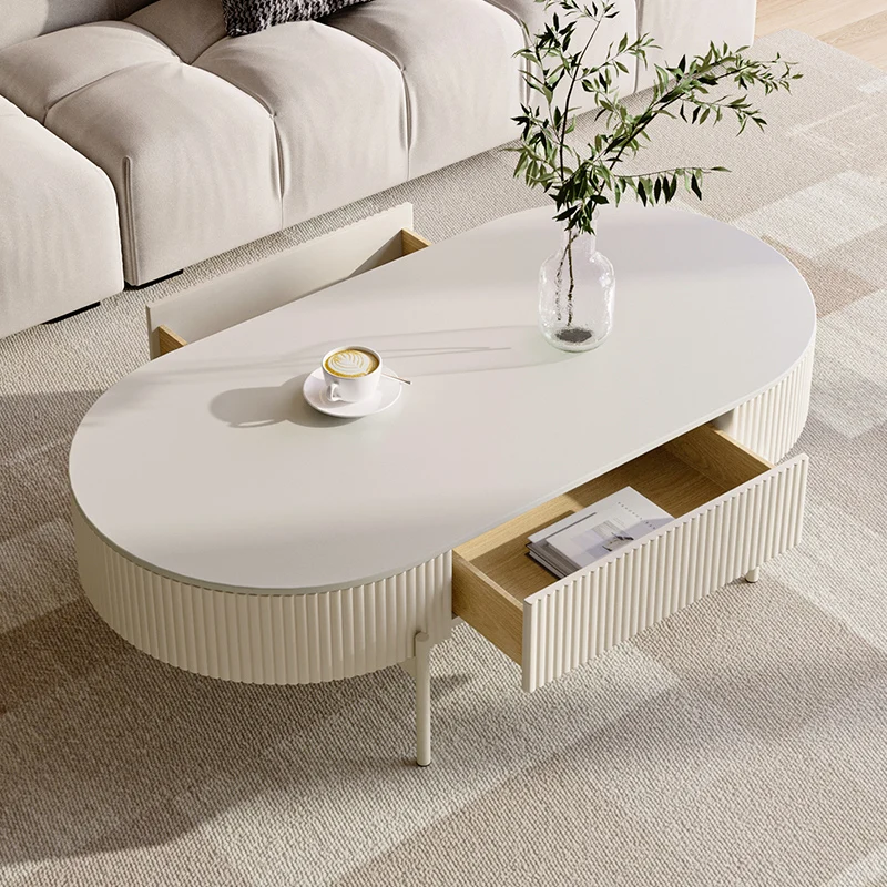 French cream style apartment size living room oval rock slab coffee table with drawers light luxury coffee table
French cream style apartment size living room oval rock slab coffee table with drawers light luxury coffee table