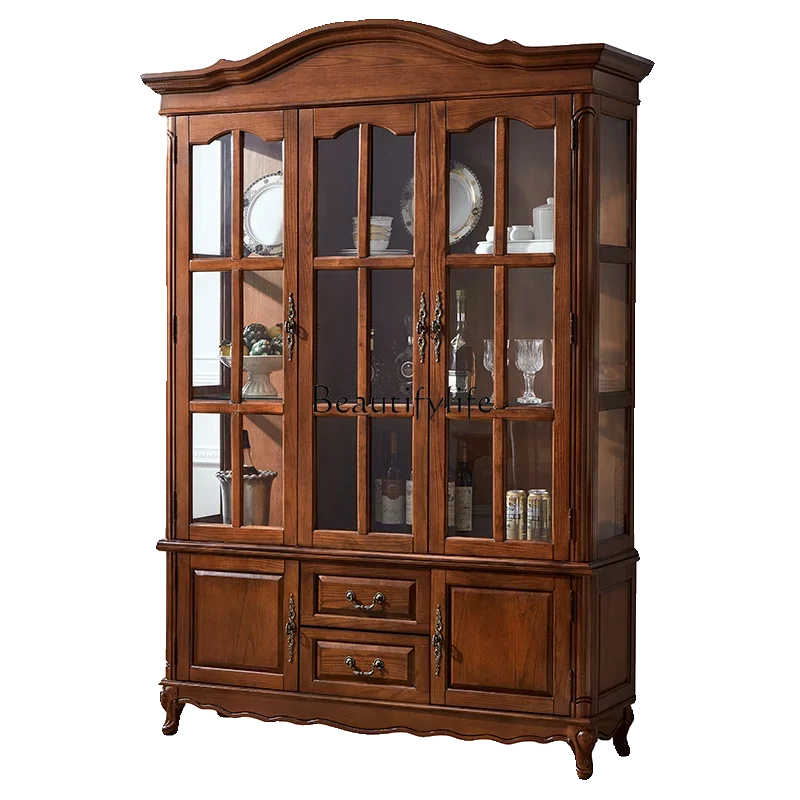 yj19 American-style Solid Wood Three-door Wine Cabinet Vintage Style Living Room New Glass Door Display Cabinet
yj19 American-style Solid Wood Three-door Wine Cabinet Vintage Style Living Room New Glass Door Display Cabinet