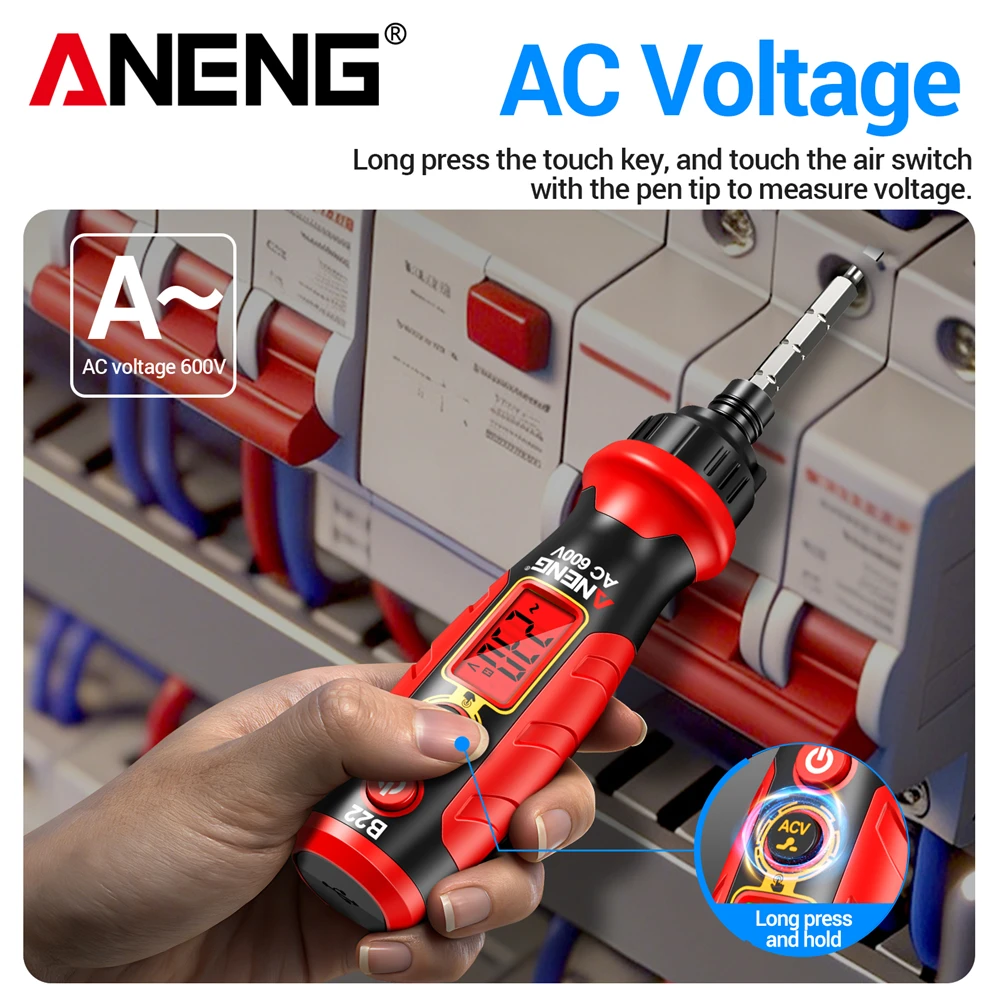 ANENG B22 Voltage Test Pen Screwdriver Digital Rechargeable 30~1000V Non-contact Detection Household DIY Electrician Repair Tool
ANENG B22 Voltage Test Pen Screwdriver Digital Rechargeable 30~1000V Non-contact Detection Household DIY Electrician Repair Tool