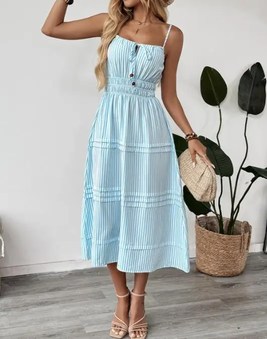 2026 Summer New Fashion Casual Vacation Style Elegant Sexy Striped Strap Dress Square Neck French Sleeveless Skirt
2026 Summer New Fashion Casual Vacation Style Elegant Sexy Striped Strap Dress Square Neck French Sleeveless Skirt