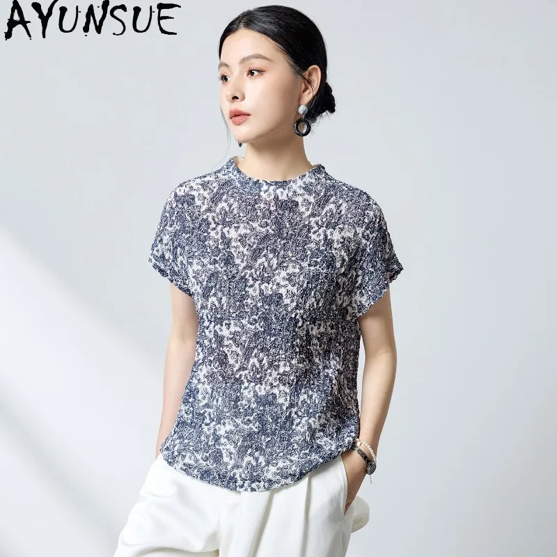 AYUNSUE Silk Bubble Crinkle Blouse Femme Chinese Style Short Sleeve Tops for Woman Comfortable Summer Tops Woman Clothes Одежда
AYUNSUE Silk Bubble Crinkle Blouse Femme Chinese Style Short Sleeve Tops for Woman Comfortable Summer Tops Woman Clothes Одежда