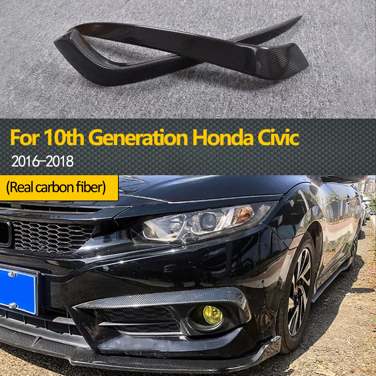 Для Honda Civic 2016-2018 10-го поколения, 2 шт./компл., передний бампер из углеродного волокна, накладка на выпускное отверстие, противотуманная фара, век, брови
Для Honda Civic 2016-2018 10-го поколения, 2 шт./компл., передний бампер из углеродного волокна, накладка на выпускное отверстие, противотуманная фара, век, брови